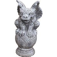 STEINFIGUR Gargoyle auf Kugel frostfest wetterfest Steinguss - Grau, Stein (12/29/14cm) - stoneandstyle
