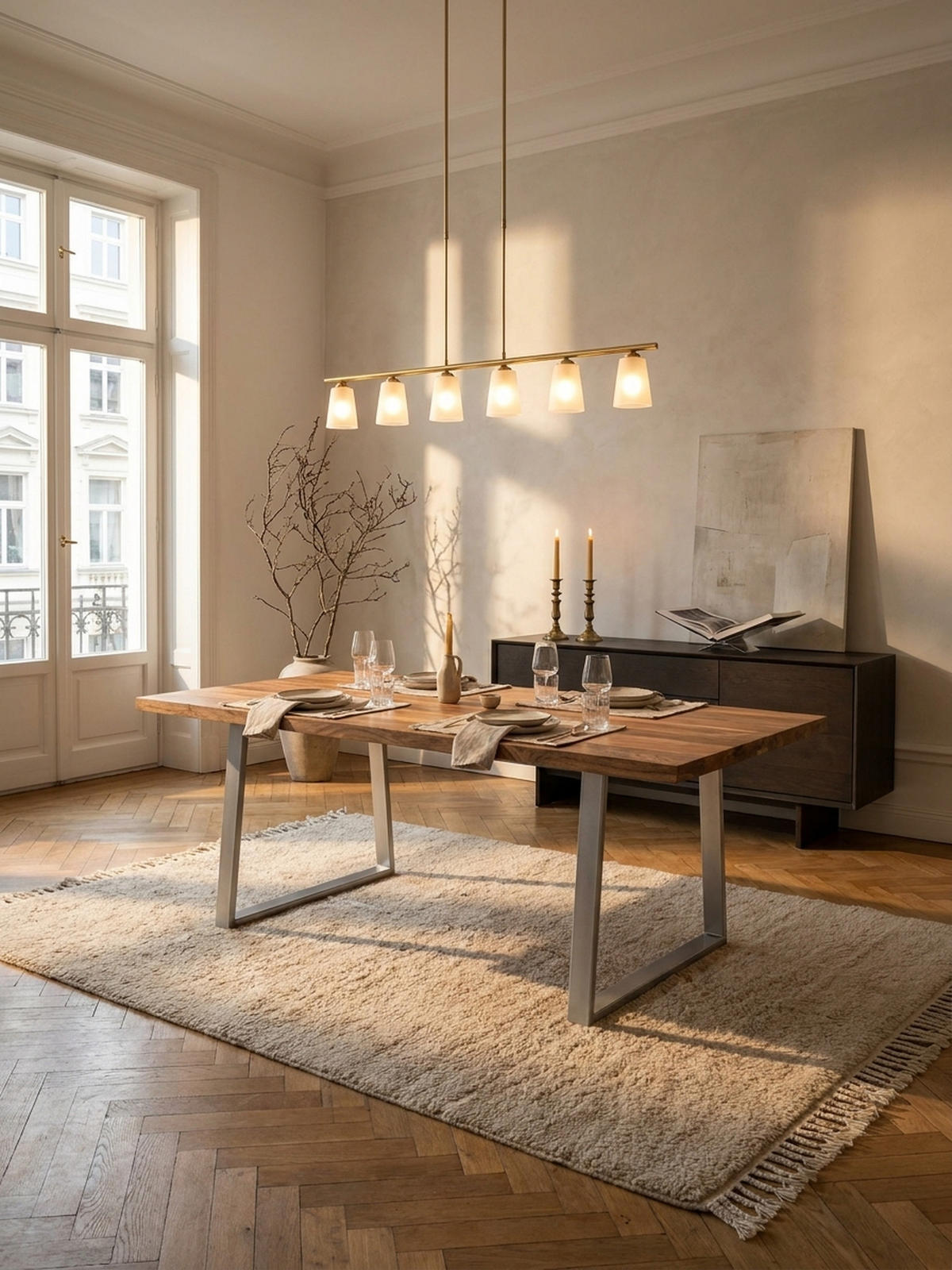 ESSTISCH Massivholz Baumkante Metallgestell Handgefertigt TARN, Goldbraun-Chrom 180x90x76 cm - Chromfarben/Braun, Holz/Metall (90/180/76cm) - KADIMA DESIGN