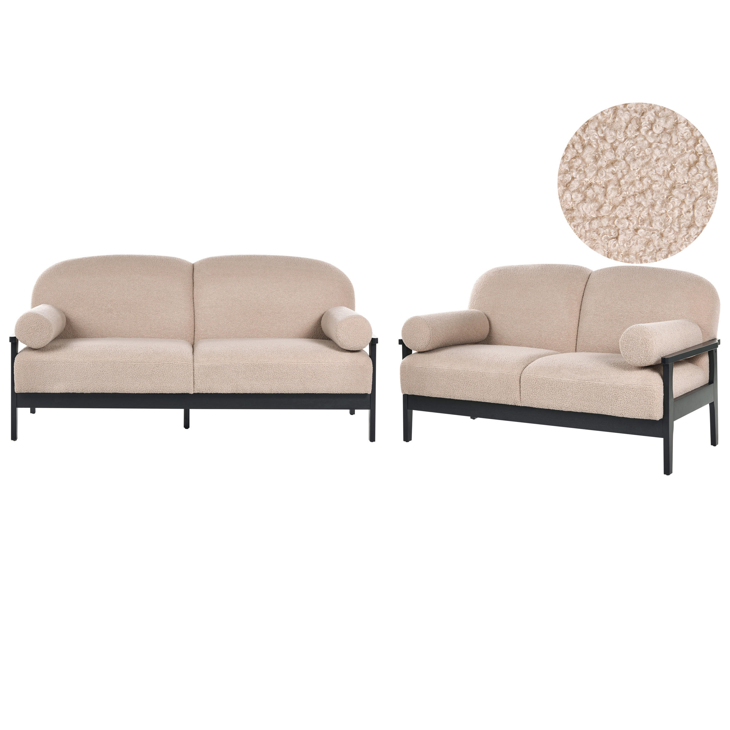Beliani Sofa-Set Beige, Schwarz 191x88x84 cm