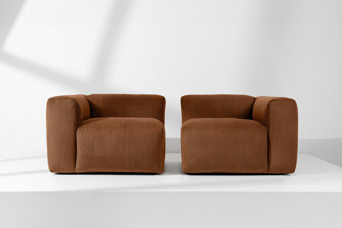 2-SITZER-MODULSOFA BUFFO mit extrem weicher und bequemer Sitzfläche, Kordstoff, ore - Orange, Textil (210/73/96cm) - KONSIMO®