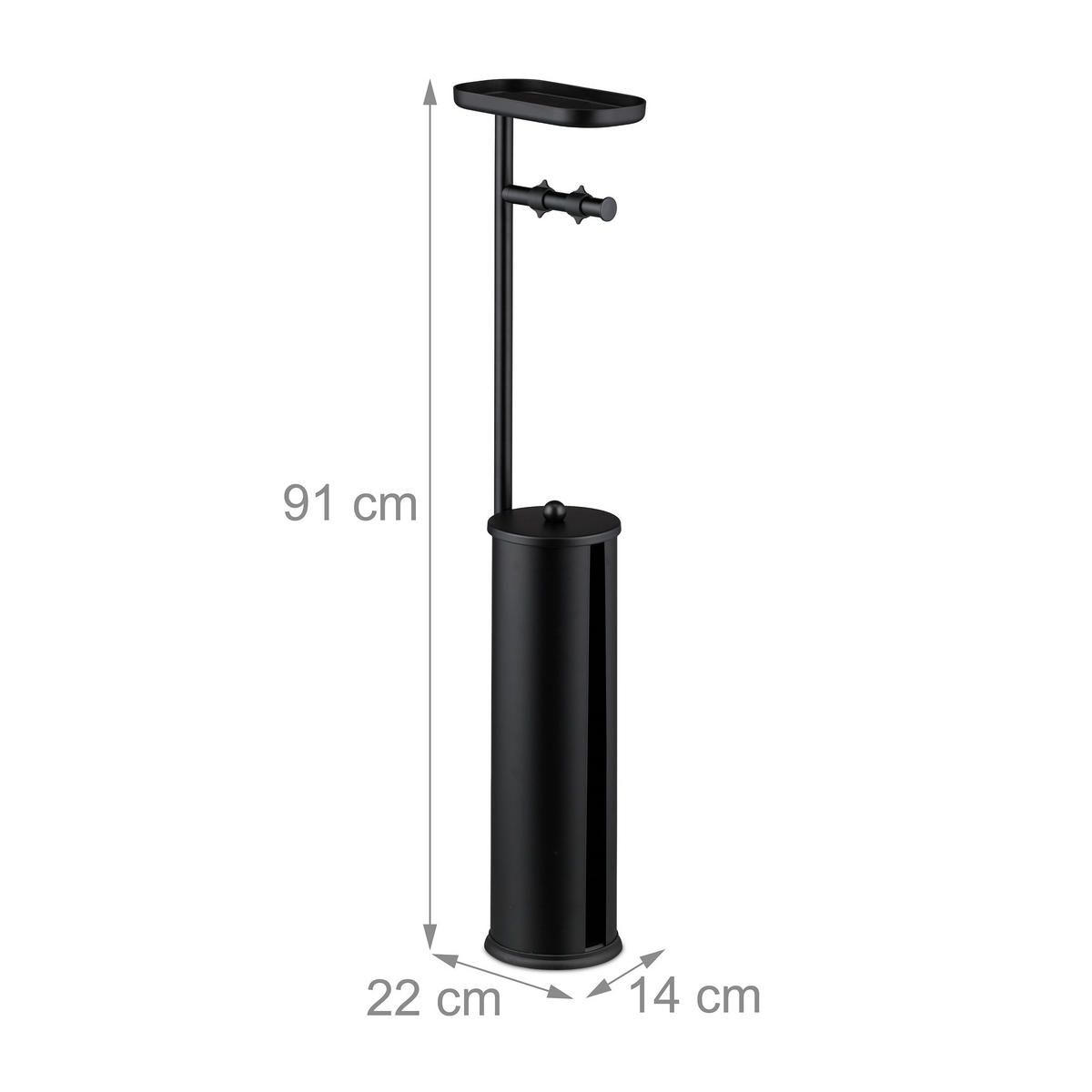 TOILETTENPAPIERHALTER - Schwarz, Kunststoff/Metall (22/91/14cm) - Relaxdays