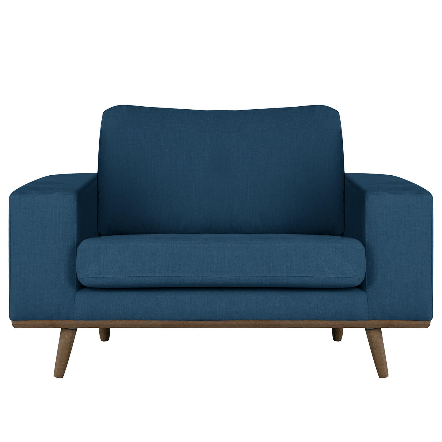 SESSEL - Blau/Eichefarben, Textil (122/81/88cm) - home24