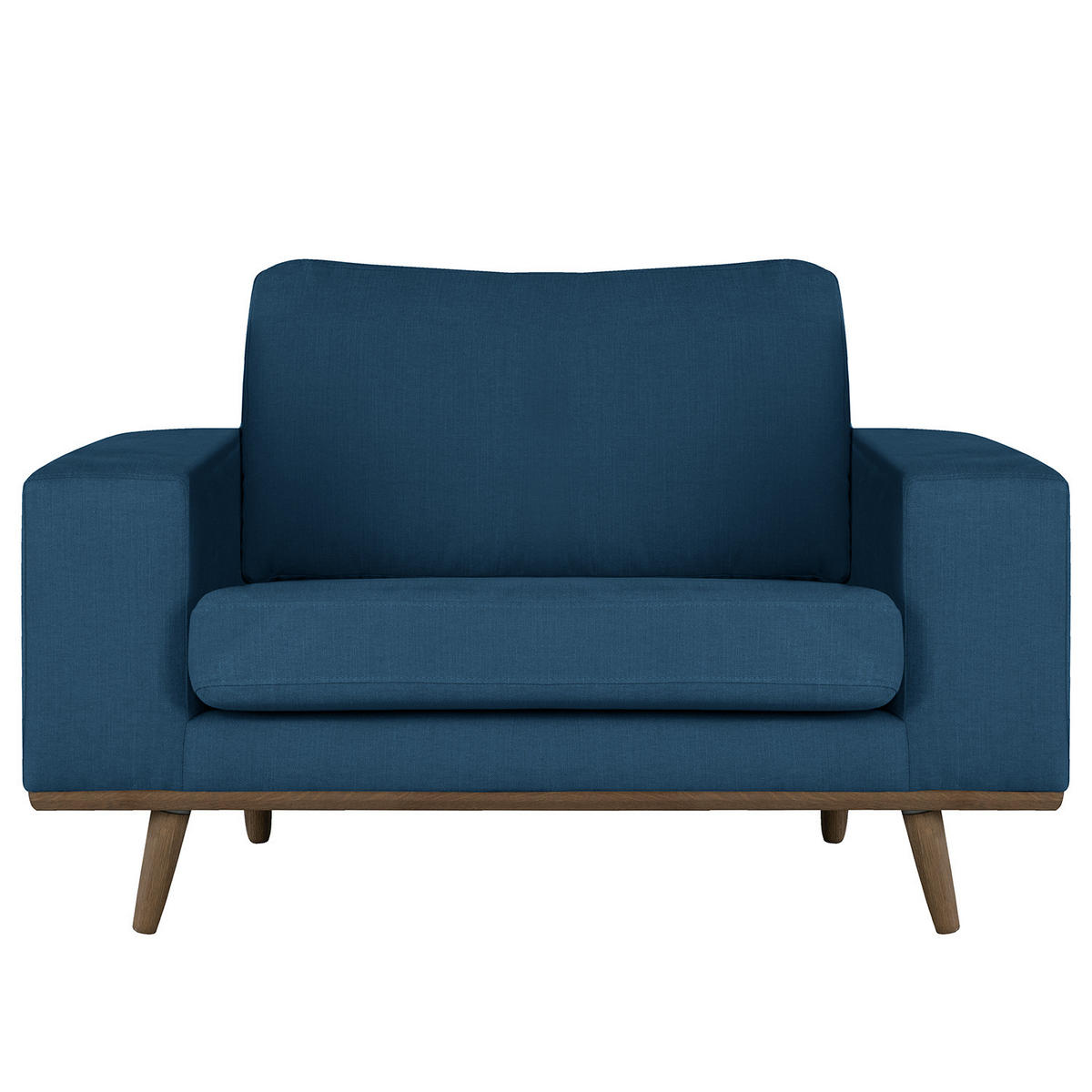 SESSEL - Blau/Eichefarben, Textil (122/81/88cm) - home24