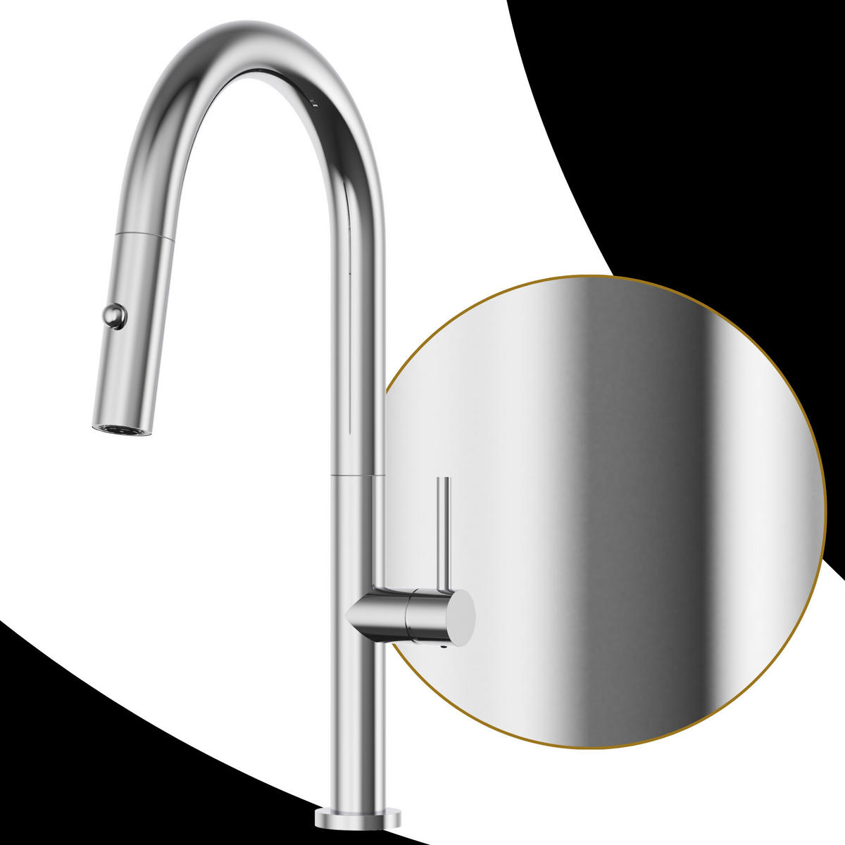 KÜCHENARMATUR Livia Chrom 43 cm Ausziehbrause 2 Strahlarten 360° 1-tlg. - Chromfarben, Metall (24/43/24cm) - Granitan