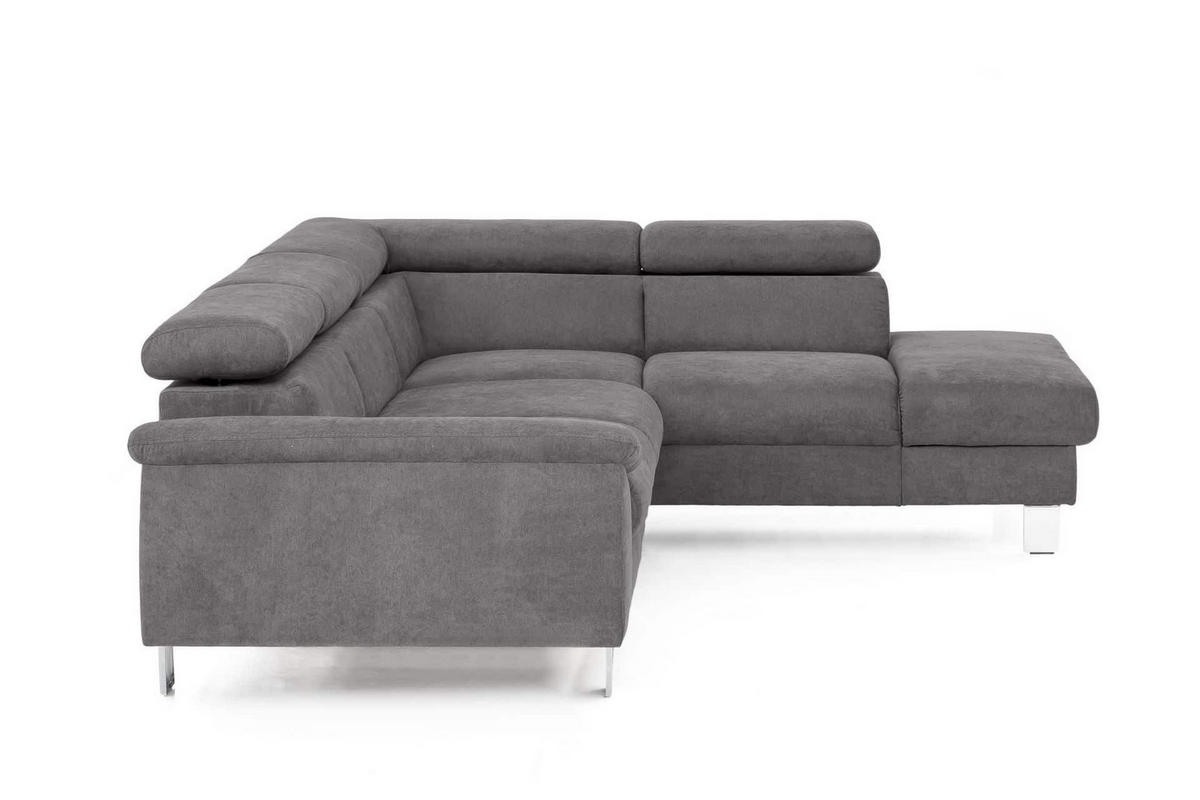 ECKSOFA mit Schlaffunktion und Bettkasten - Chromfarben/Grau, Holz/Textil (207/249cm) - Cotta