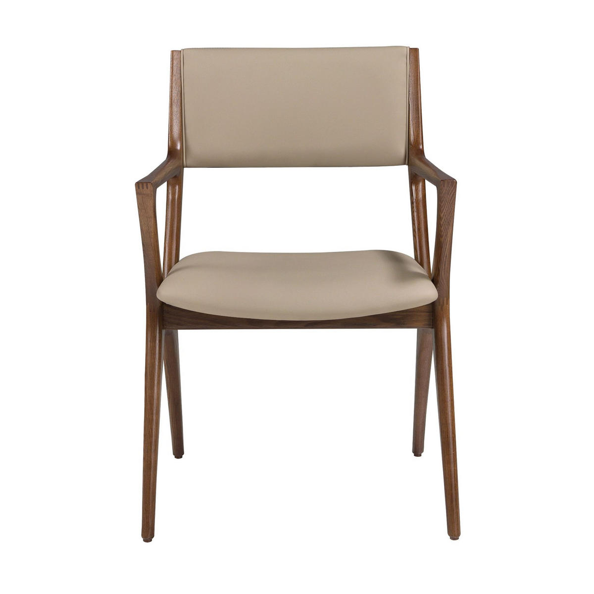 STUHL Stuhl aus nerzfarbenem Kunstleder 56/61/81 cm - Braun, Leder/Holz (56/81/61cm) - ANGEL CERDA