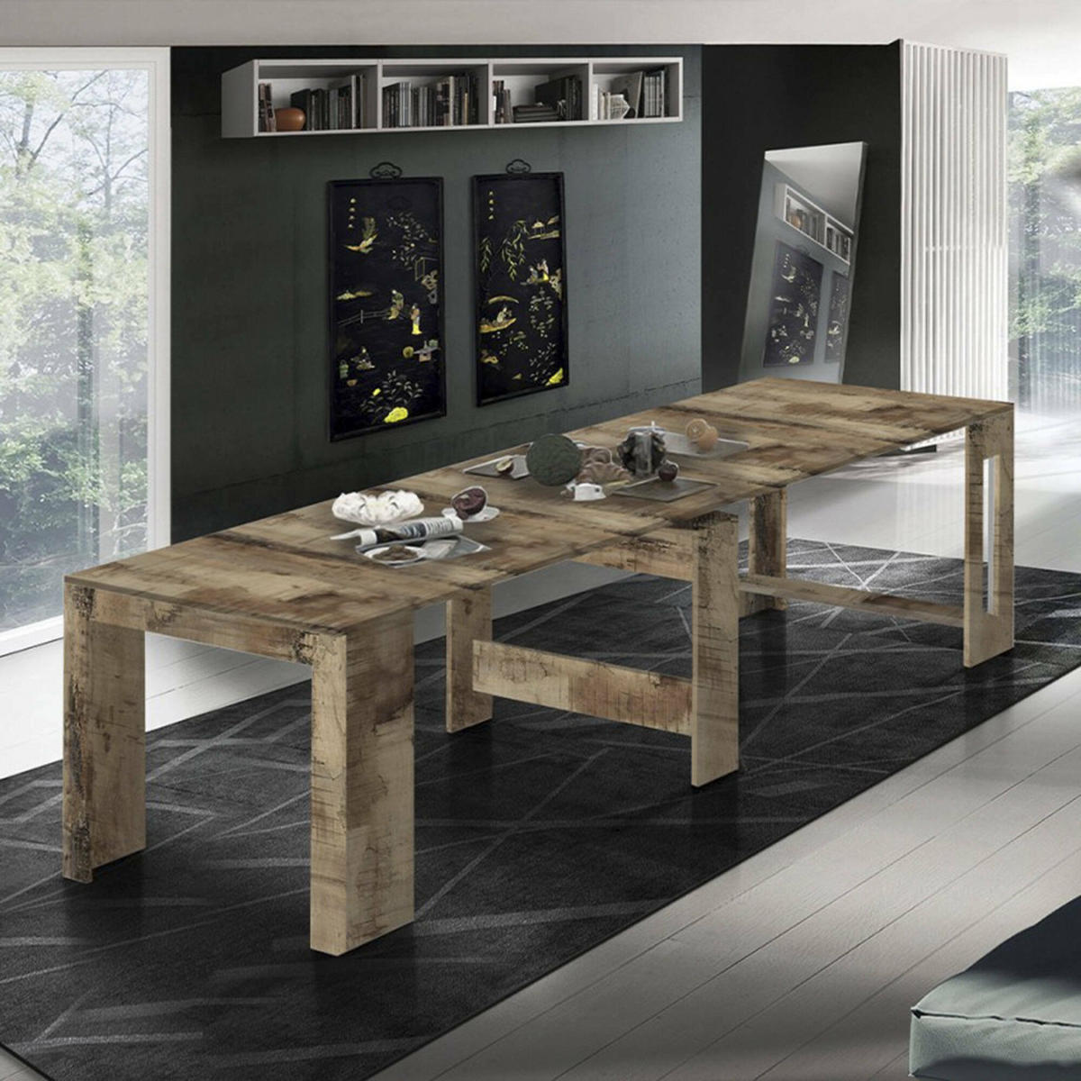 AUSZIEHBARER TISCH Holz-Effekt Ahorn 90/300/77 cm - Braun, Holzwerkstoff (90/300/77cm) - DMORA