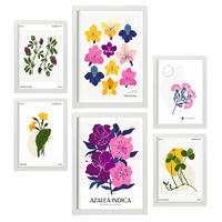 POSTER Set Mit 6 Florales Farbschema Größe A3 & A4 Weißer Rahmen - Weiß, Papier (29.7/1cm) - Nacnic