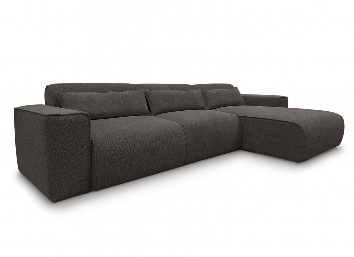 ECKSOFA L Form Ruyam Grau 310/165/78 cm – Schlaffunktion Rechts - Schwarz/Grau, Kunststoff/Textil (310/170cm) - AX Living