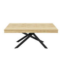 ESSTISCH in Eiche ausziehbarer Küchentisch mit verdickter Tischplatte und Metallbeinen für Esszimmer ,B140-180/T80/H76cm - Eichefarben/Schwarz, Holzwerkstoff/Metall (80/180/76cm) - STILVORA