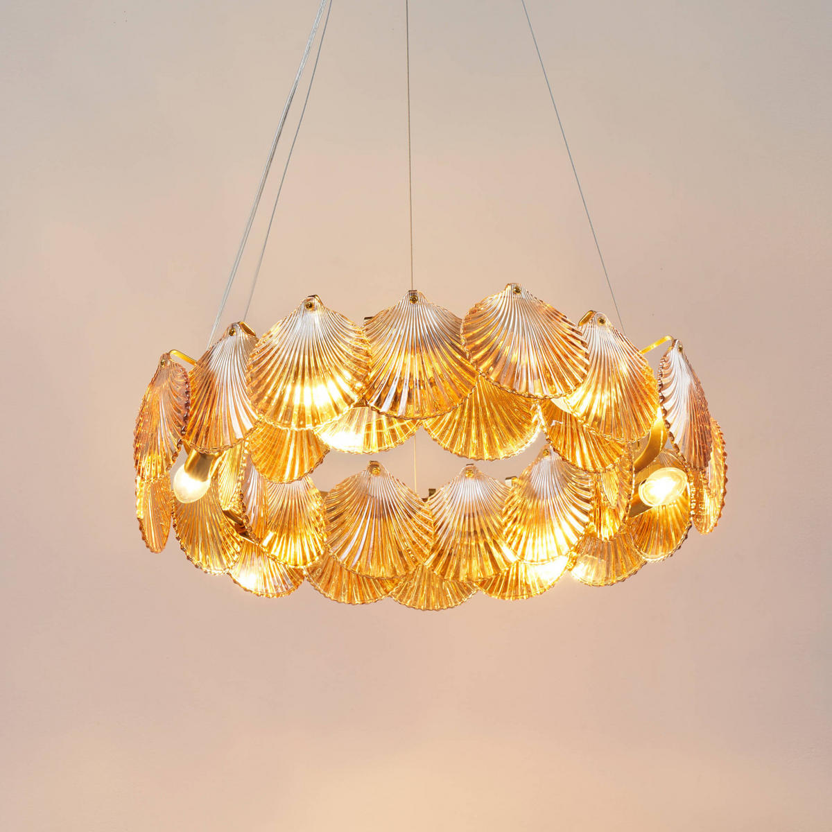 HÄNGELEUCHTE Amanda, Bernstein und Messing, 25cm - Goldfarben, Glas (25/60/25cm) - KOSILUM