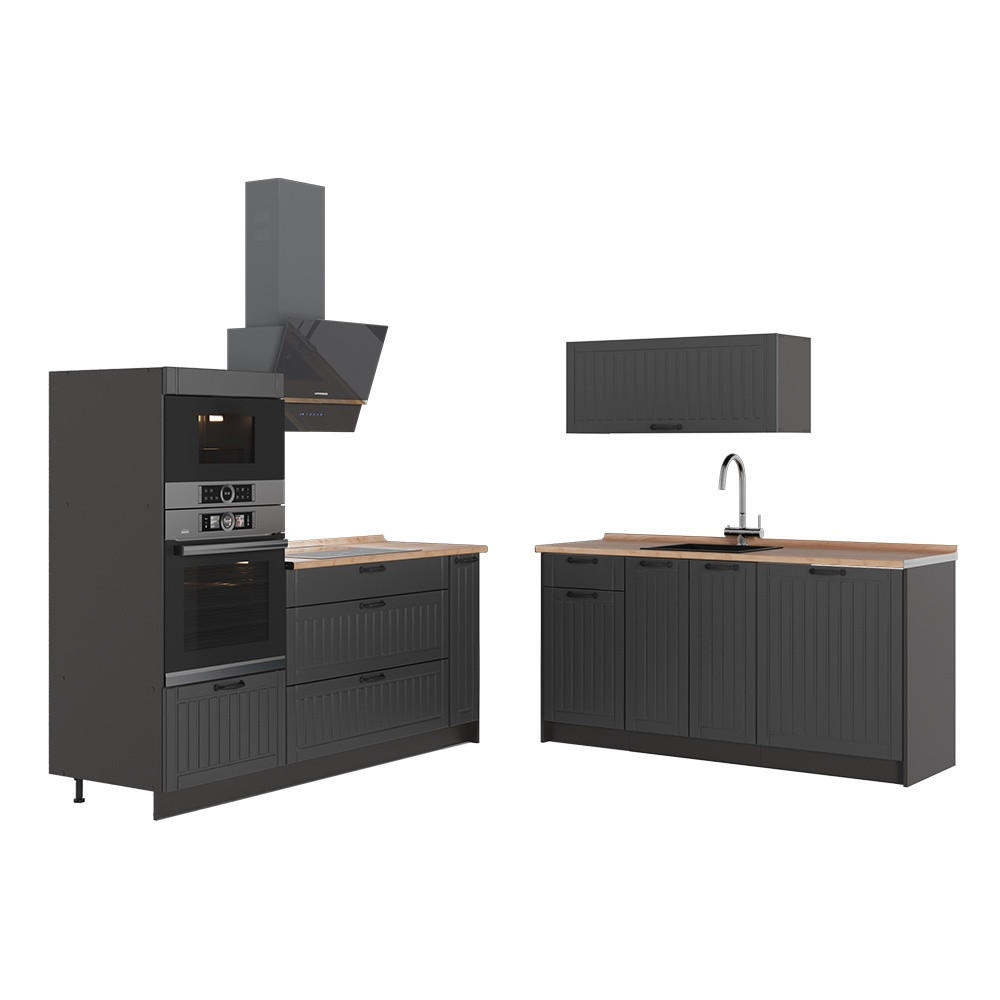 KÖK Fame-Line, Mörkgrå/antracit, 340 cm, AP Oak - Mörkgrå/Antracit, Träbaserade material (340/153.6/60cm) - Vicco