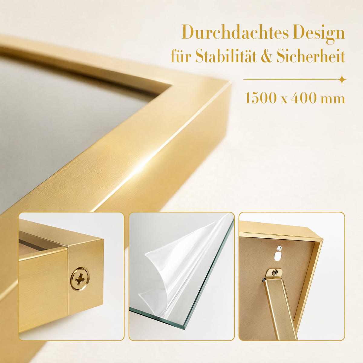 STEHSPIEGEL gold 150x40cm, aluminium, vielseitig nutzbar - Goldfarben, Glas (2/150/40cm) - SHOPENTRA