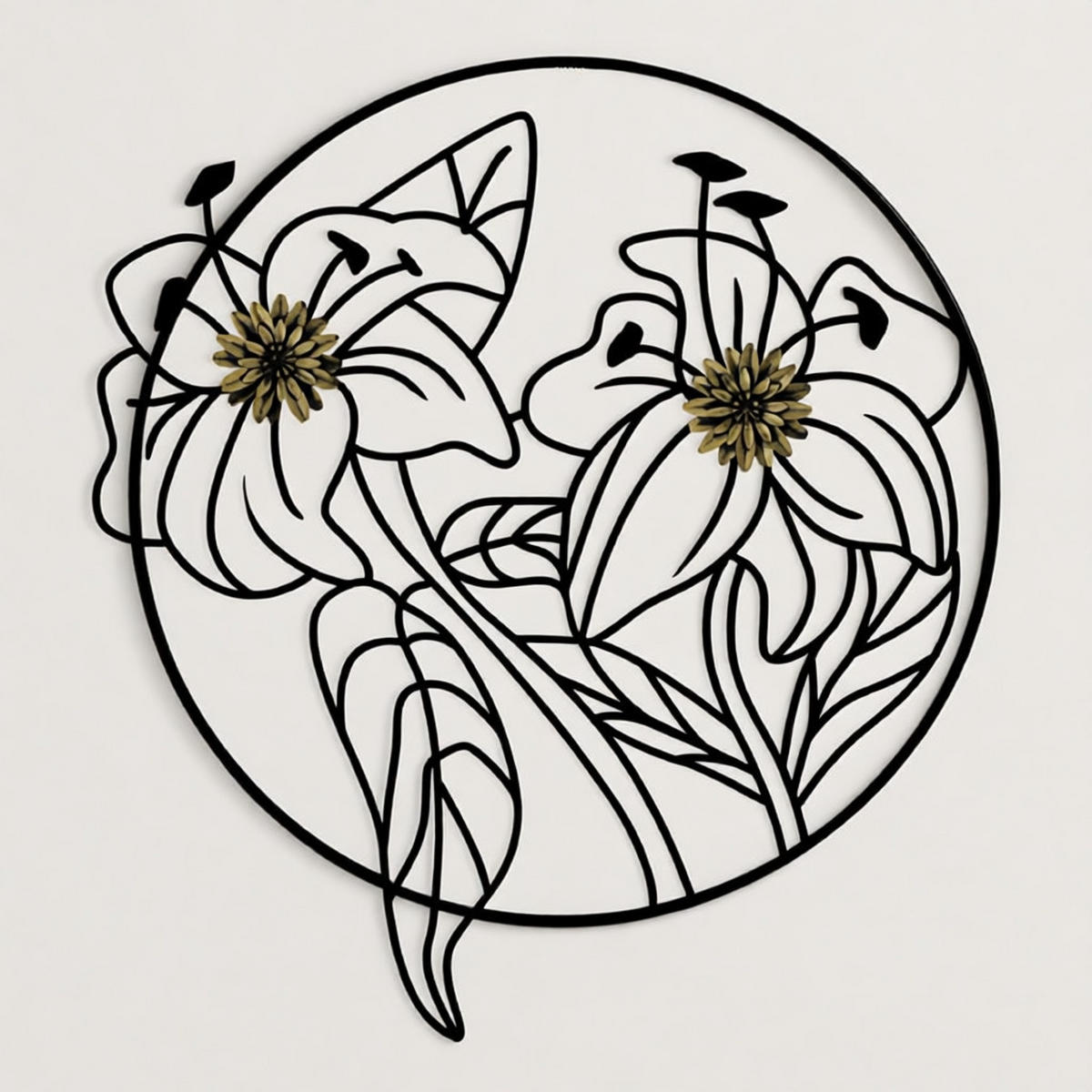 WANDDEKORATION Simply Flotis, schwarz und goldfarben, Eisen, 63 x 69 cm - Goldfarben/Schwarz, Metall (63/69/2cm) - Mauro Ferretti