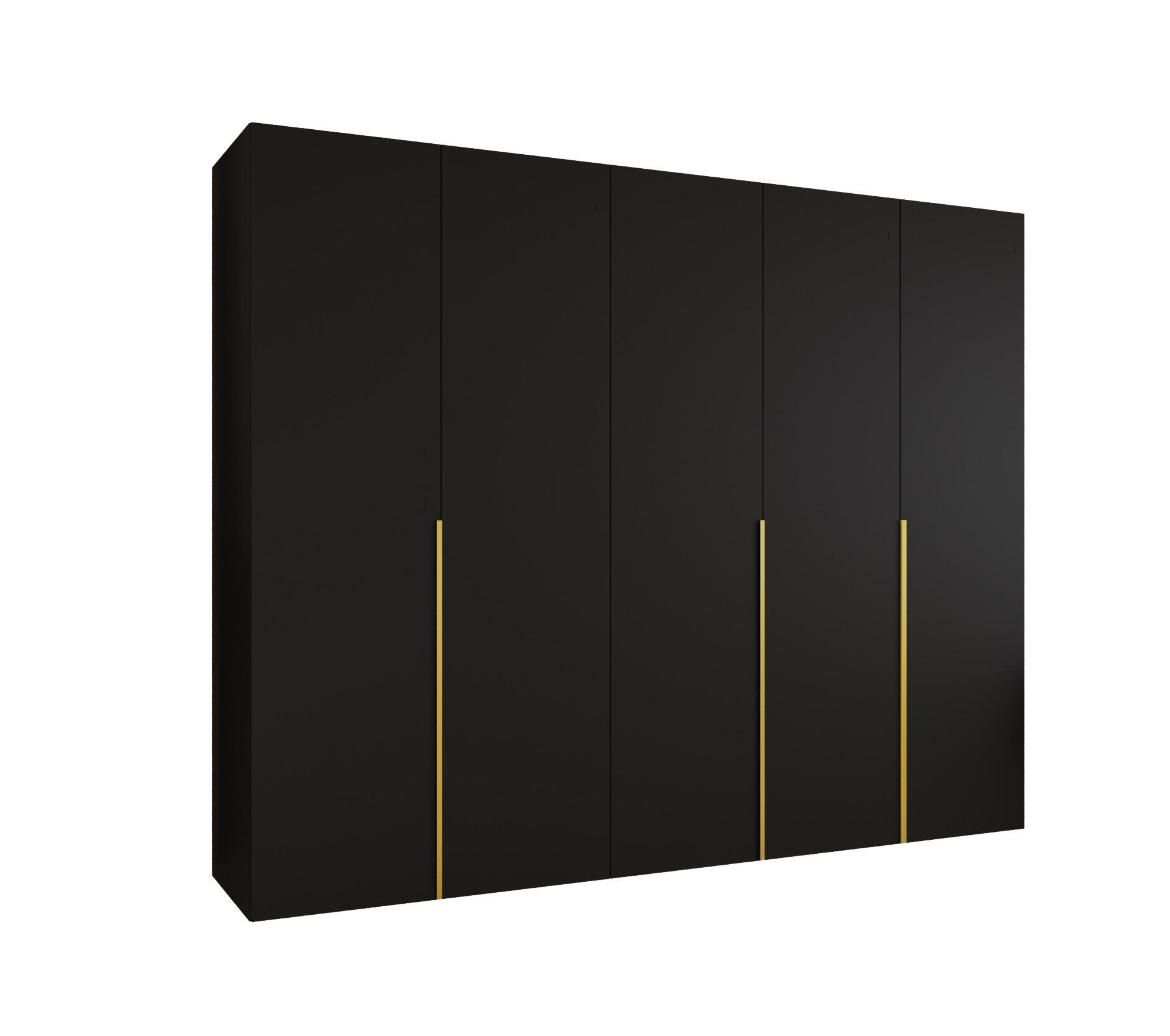 DREHTÜRENSCHRANK 202/250/52 5-türig - Goldfarben/Schwarz, Holz (250/202/52cm) - Abiks Möbel