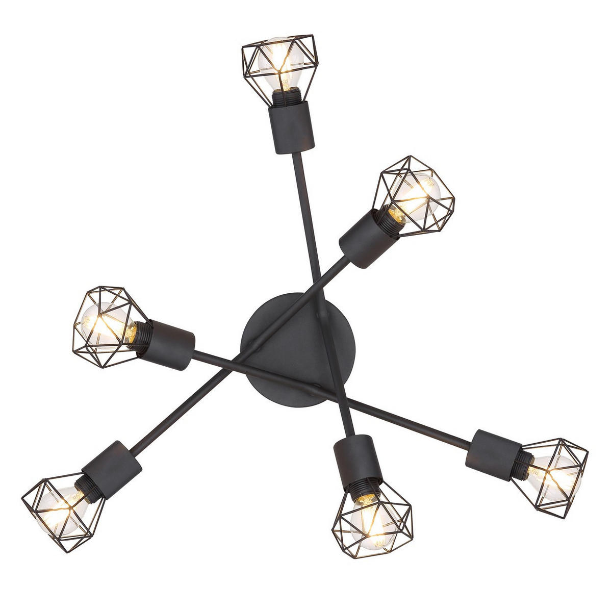 DECKENLEUCHTE XARA I schwarz Metall - Schwarz, Metall (63/63/18cm) - Globo Lighting