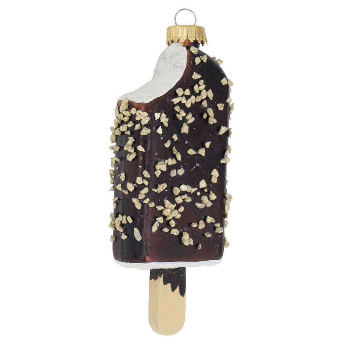 CHRISTBAUMSCHMUCK Eis am Stil Braun 11cm (Glas / 1 Stk.) - Braun, Glas (4/11/2cm) - Krebs Glas Lauscha