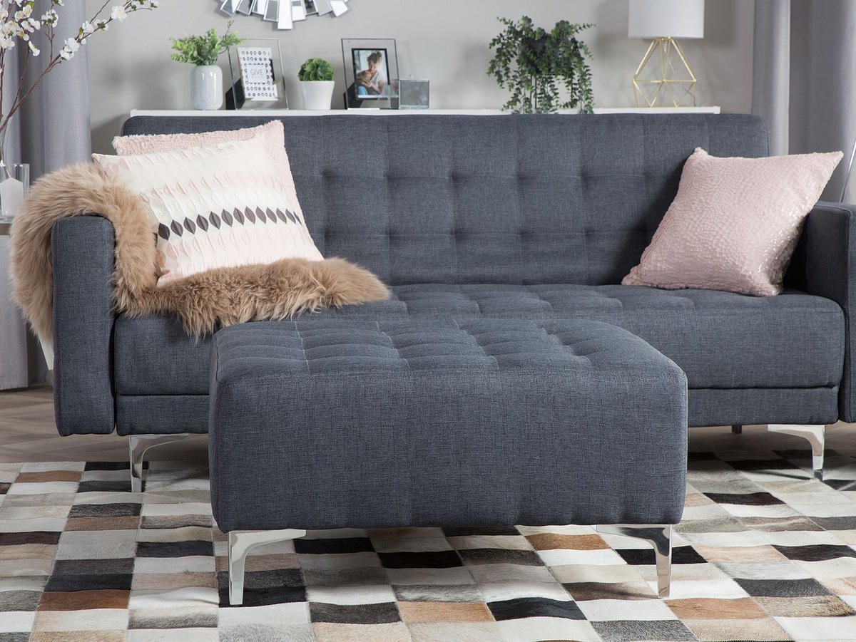 OTTOMANE Aberdeen 80/80/36 cm - Grau, Kunststoff/Textil (80/36/80cm) - Beliani