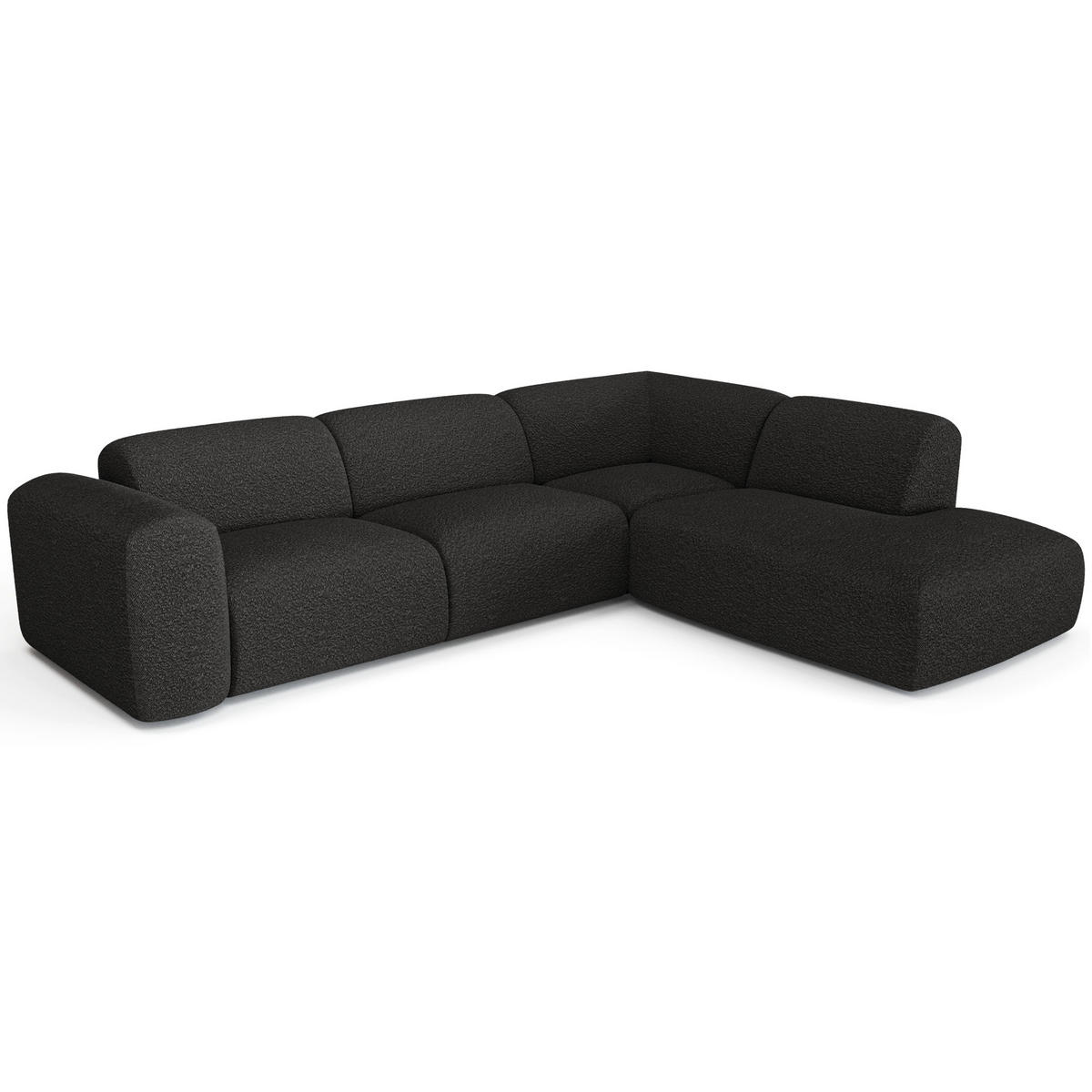 ECKSOFA RECHTS Bouclé-Stoff Dunkles Anthrazit 269cm - Anthrazit, Textil (269/221cm) - Sia Home