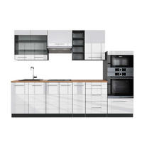 KÜCHENZEILE Fame-Line Weiß Hochglanz/Anthrazit 280 cm, AP Eiche - Weiß Hochglanz/Anthrazit, Holzwerkstoff (280/81.6/60cm) - Vicco
