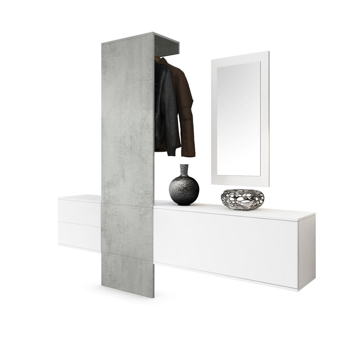 GARDEROBE Carlton Paneel in Beton Oxid Optik - Hellgrau, Holzwerkstoff (208/193/35cm) - Vladon