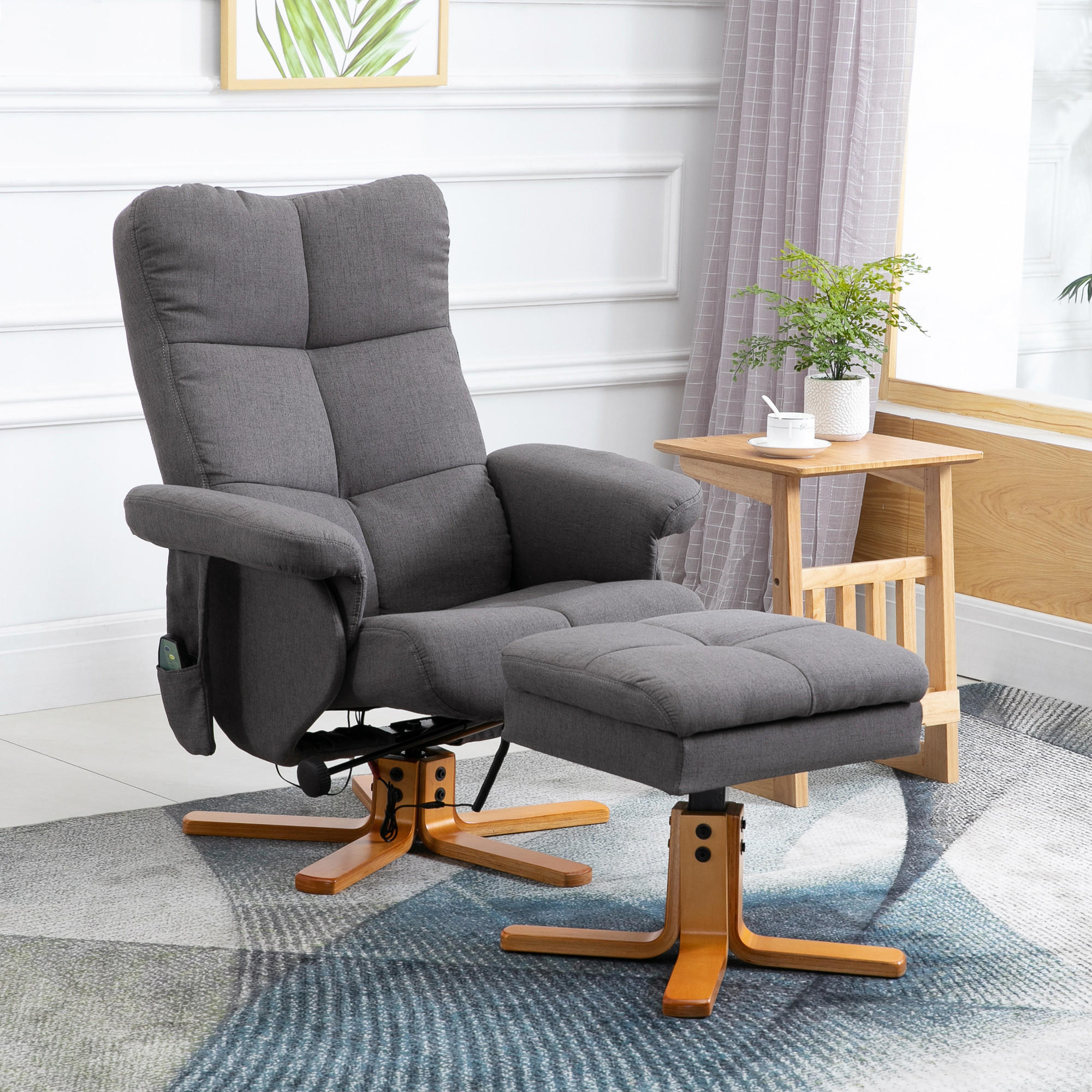 RELAXSESSEL, Massagesessel, Dunkelgrau - Dunkelgrau, Holz/Kunststoff (86/99/80cm) - HOMCOM