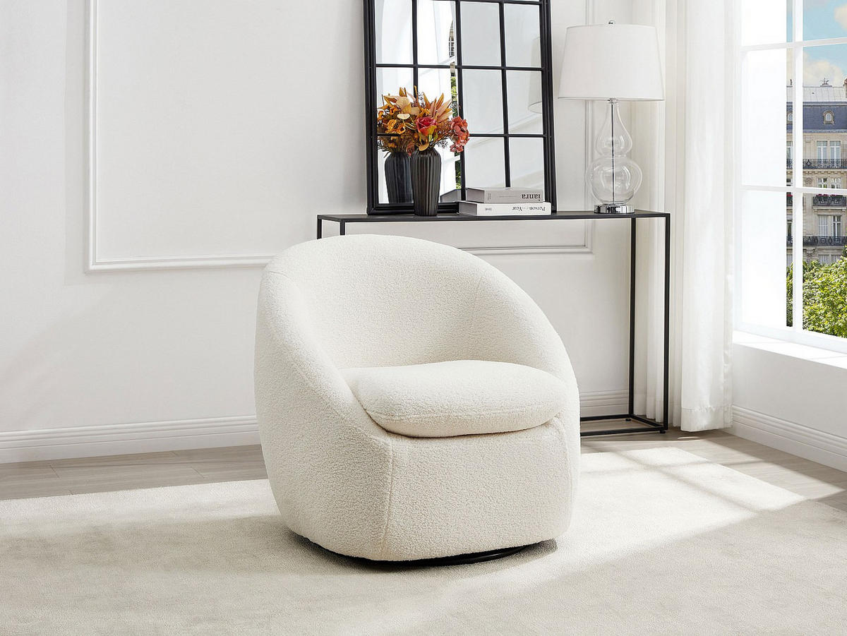 SESSEL mit gerader Rückenlehne - 1 -Sitzer - Polyester - weiß - NETALIO - Weiß, Textil (78/75/71cm) - Vente-Unique