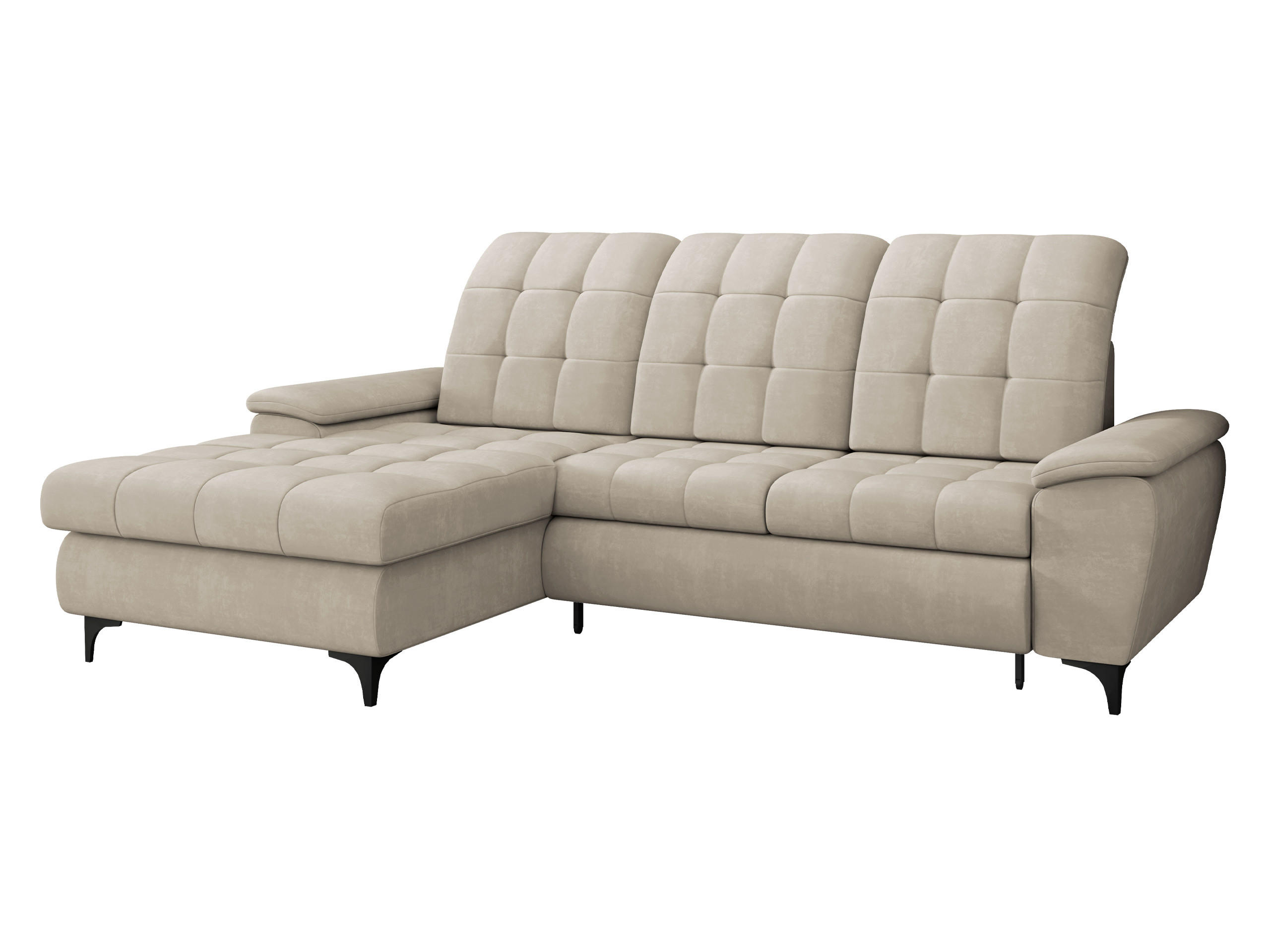ECKSOFA Crystal, Seite: Links - Beige/Schwarz, Holz/Textil (260/182cm) - MIRJAN24