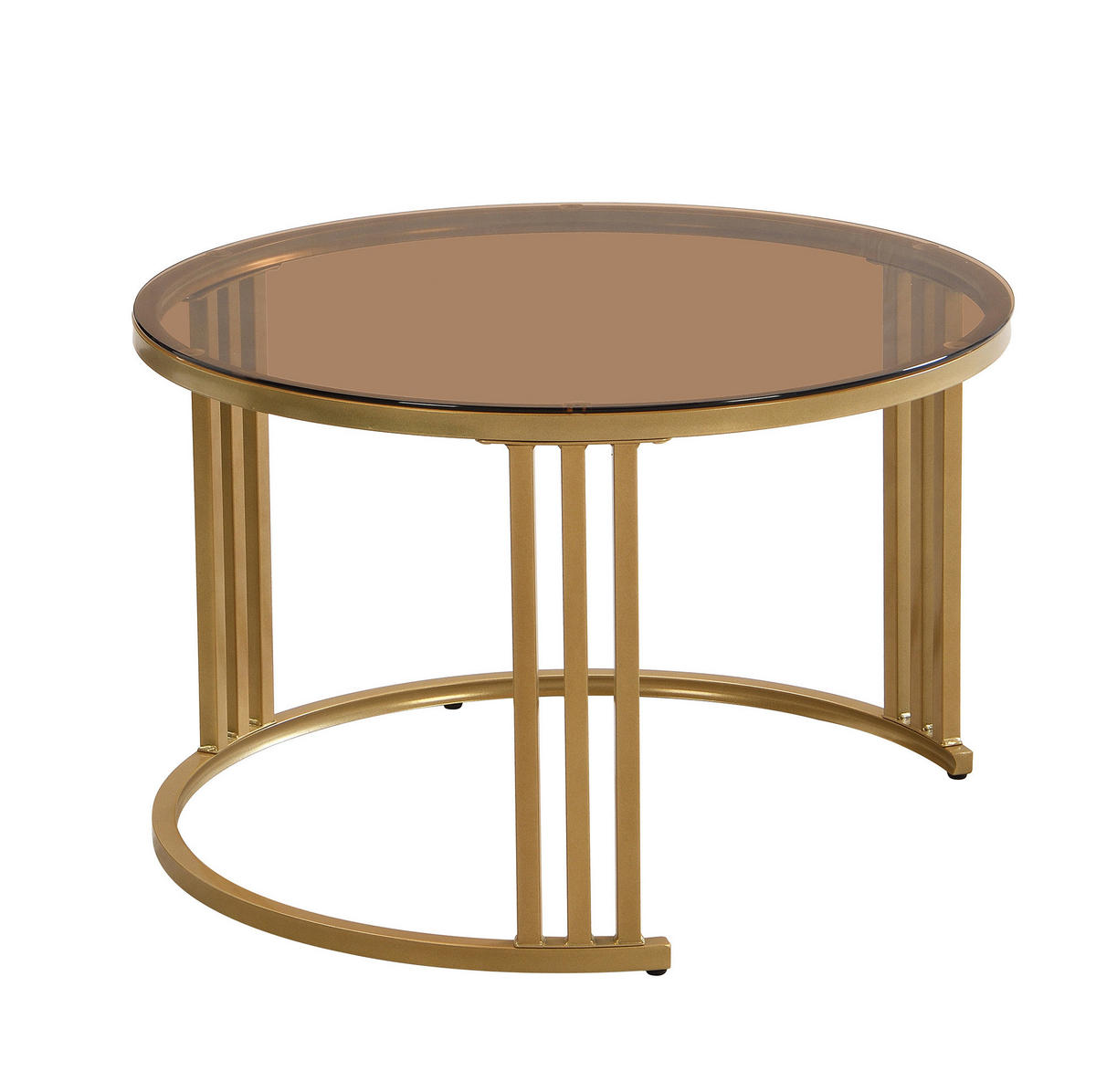 COUCHTISCH-SET 70/70/45 + 50/50/40 cm mit 2 Schubladen und Glasplatte - Weiß, Holzwerkstoff (70/70/45cm) - Flora Grace