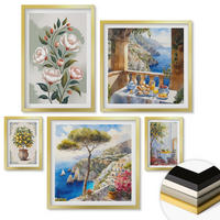 WANDBILDER 5er Set - 50x50 cm & 20x30 cm & 40x60 cm Goldrahmen - Blick auf das Meer aus Zitronenbäumen - Goldfarben, Kunststoff (40/60cm) - ArtPrintCave