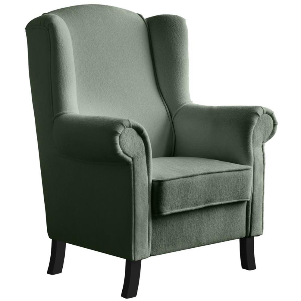 Beautysofa KŘESLO UŠÁK Leonardo zelené, bouclé látka