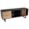 TV-LOWBOARD mit Eiche-Dekor, Schubladen und offenes Regal, modern, Schwarz 150x40x55 cm - Schwarz, Holzwerkstoff/Metall (150/55/40cm) - KADIMA DESIGN