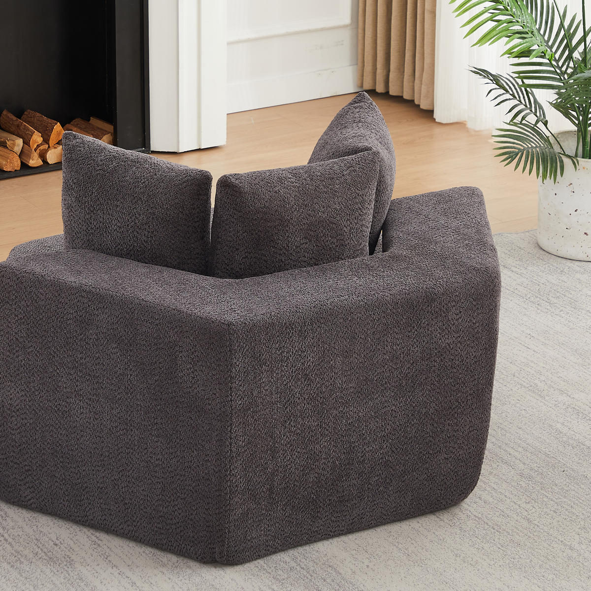 SESSEL DE-34513 sechseckig mit 3 Kissen Grau - Grau, Textil (122/76/138cm) - ComfortXL