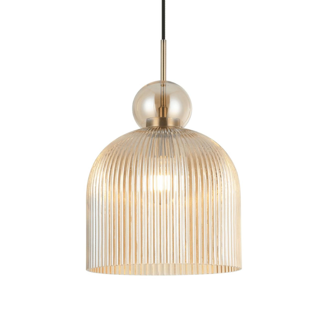 HÄNGELEUCHTE Ysolde, Bernstein und Messing, 25cm - Goldfarben, Glas (25/25/25cm) - KOSILUM