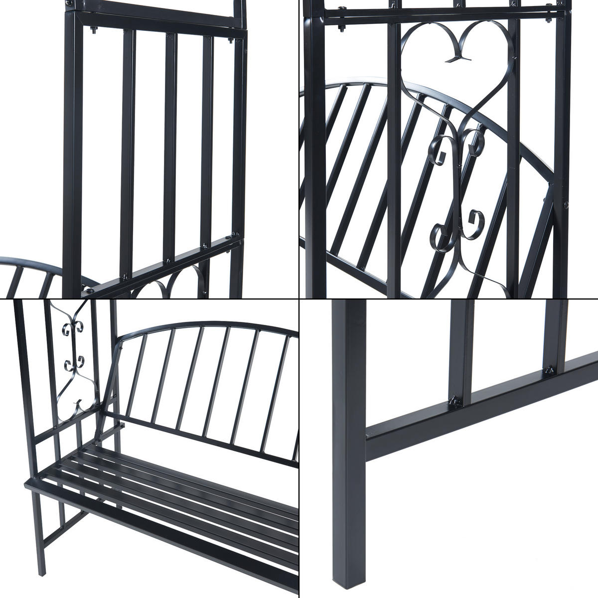 ROSENBOGEN Barile - Schwarz, Metall (114/205/55cm) - casa.pro