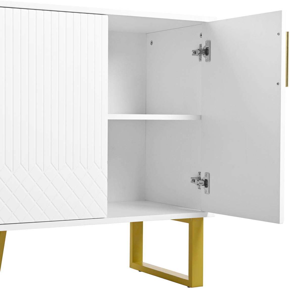 SIDEBOARD 140/40/80 cm Weiß aus MDF mit Hochglanzoptik - Weiß, Holzwerkstoff (140/80/40cm) - OKWISH