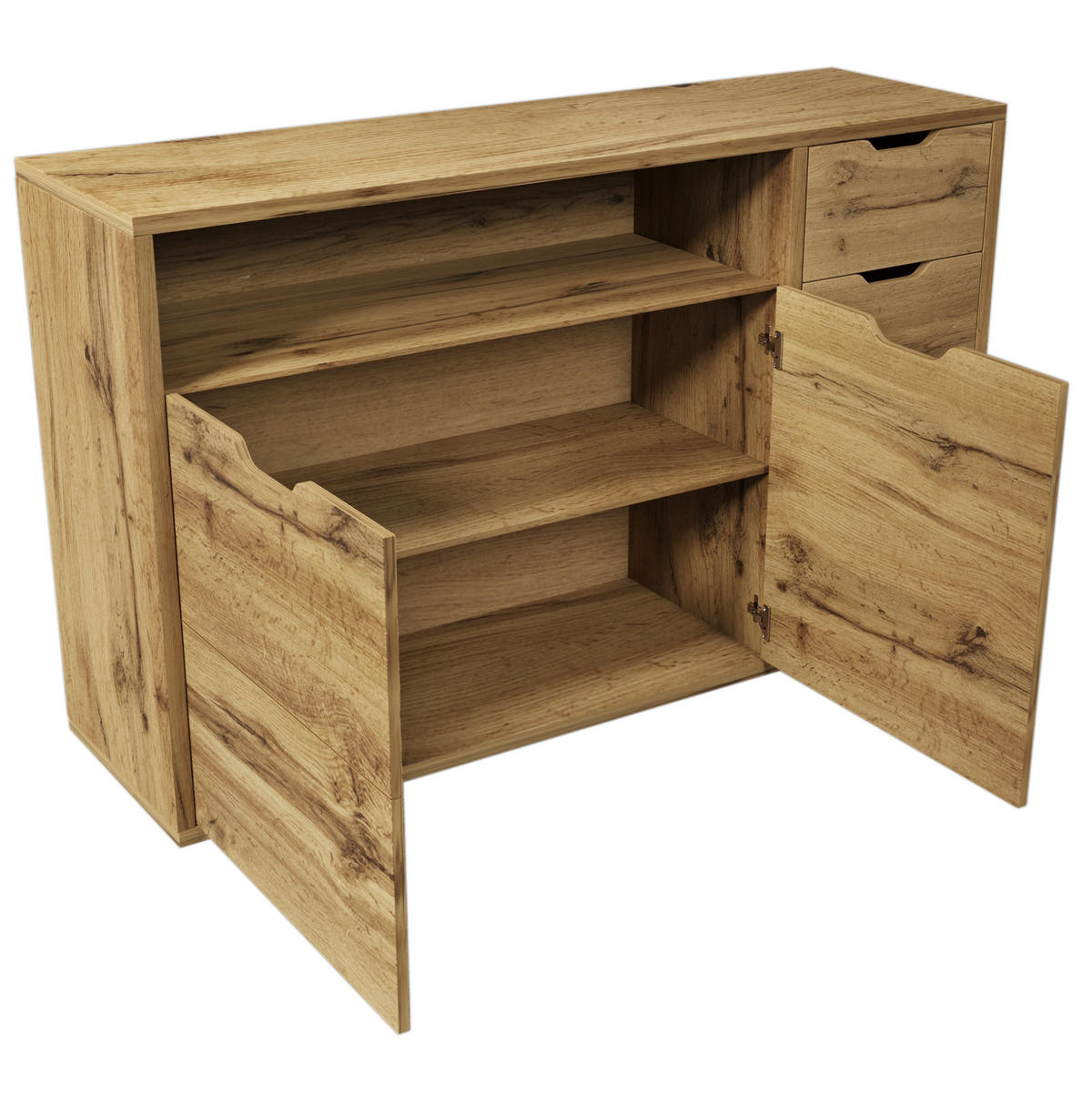 SIDEBOARD 150/40/90 cm eichefarben aus MDF und Metall mit 4 Schubladen und Softclose - Eichefarben, Holzwerkstoff (150/90/40cm) - OKWISH