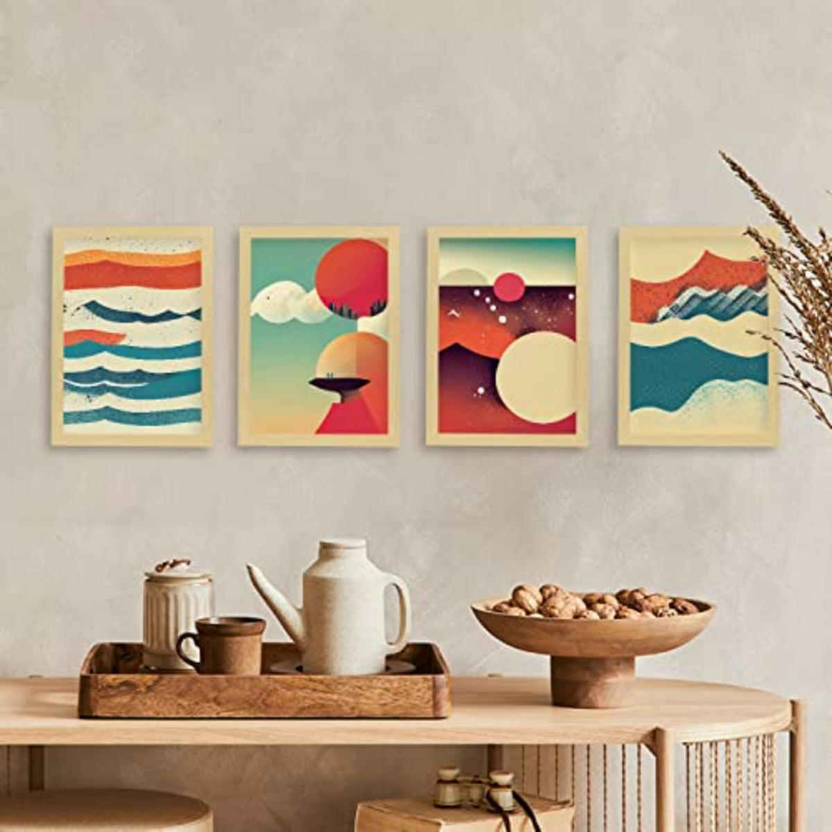 POSTER Set mit 4 Abstrakt Wellen Moderne Galaxien A4 Rahmenlos - Klar, Papier (29.7/3cm) - Nacnic