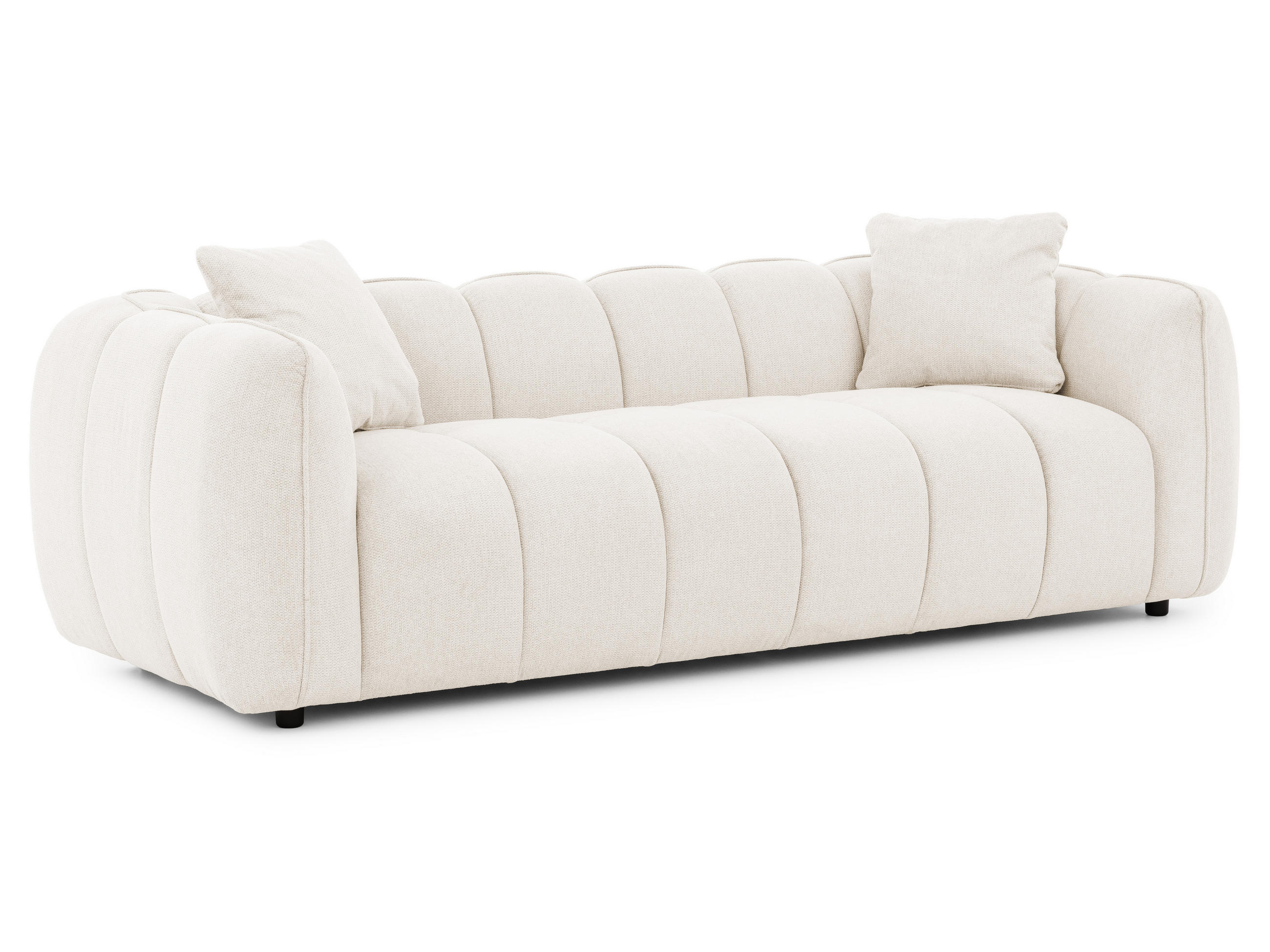 S-Style TŘÍMÍSTNÁ POHOVKA Nubira vv hluboce prošívaném designu Bubble z měkké strukturované látky v krémové barvě s moderním vzhledem