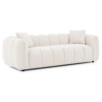 3-SITZER SOFA Nubira in tief gesteppter Bubble-Optik aus weichem Creme Strukturstoff im modernen Design - Creme/Schwarz, Holz/Kunststoff (228/69/89cm) - S-Style Möbel