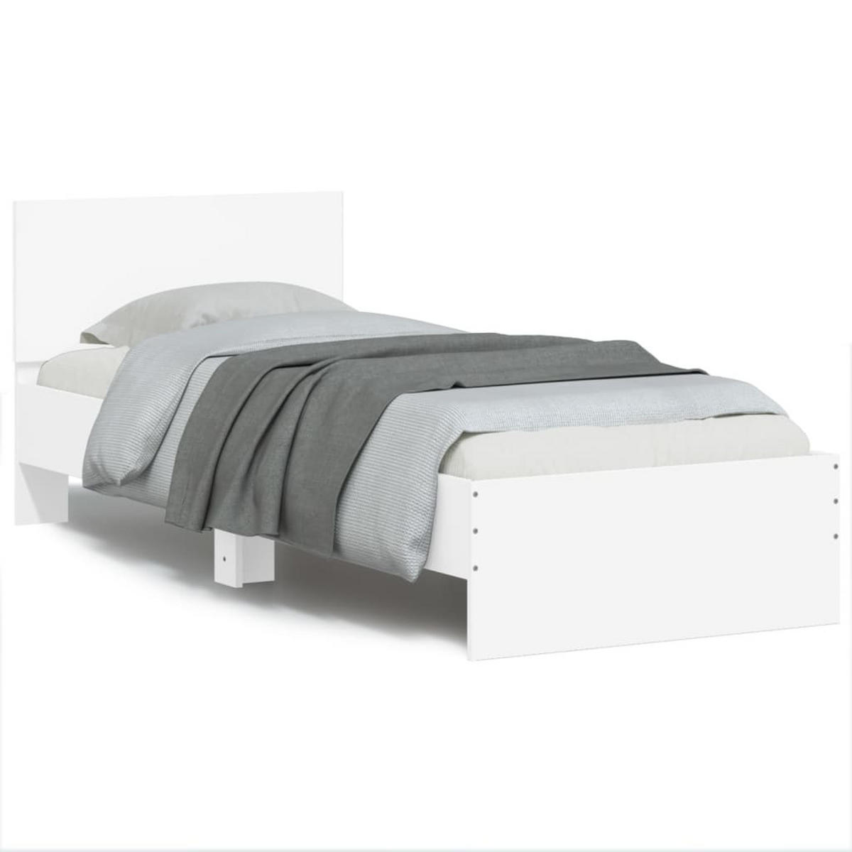 BETTGESTELL Mit Kopfteil Und Led-Leuchten Weiss 90/200 Cm - Weiß, Holzwerkstoff (90/200cm) - vidaXL