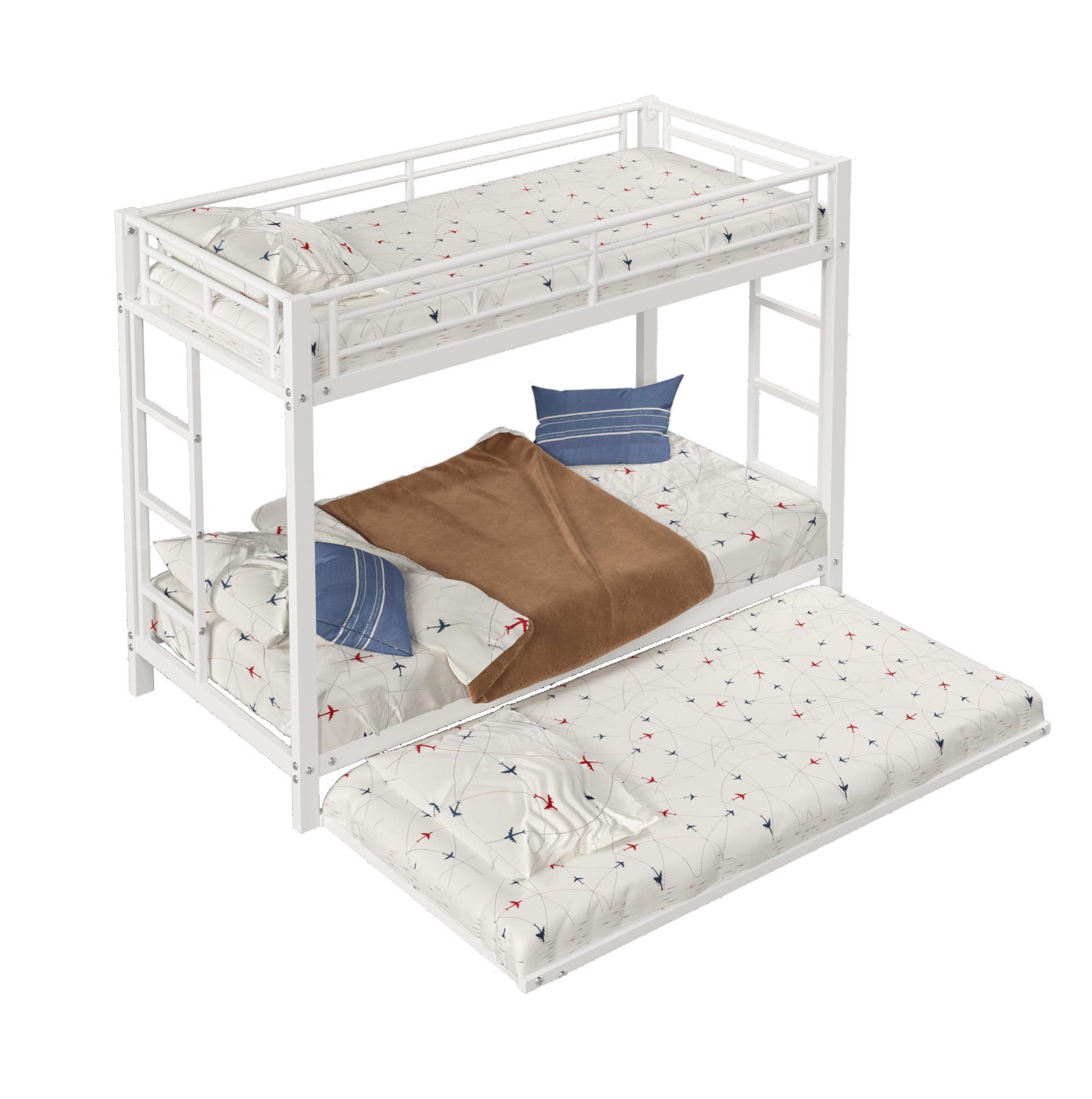 ETAGENBETT 90/200 cm aus Metall mit Ausziehbett in Weiß - Weiß, Metall (90/200cm) - BEAOK