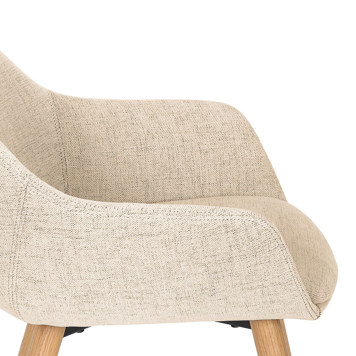 POLSTERSTUHL - Leinen / Eiche massiv, 2er-Set - Eichefarben/Creme, Holz (58/84/61cm) - home24