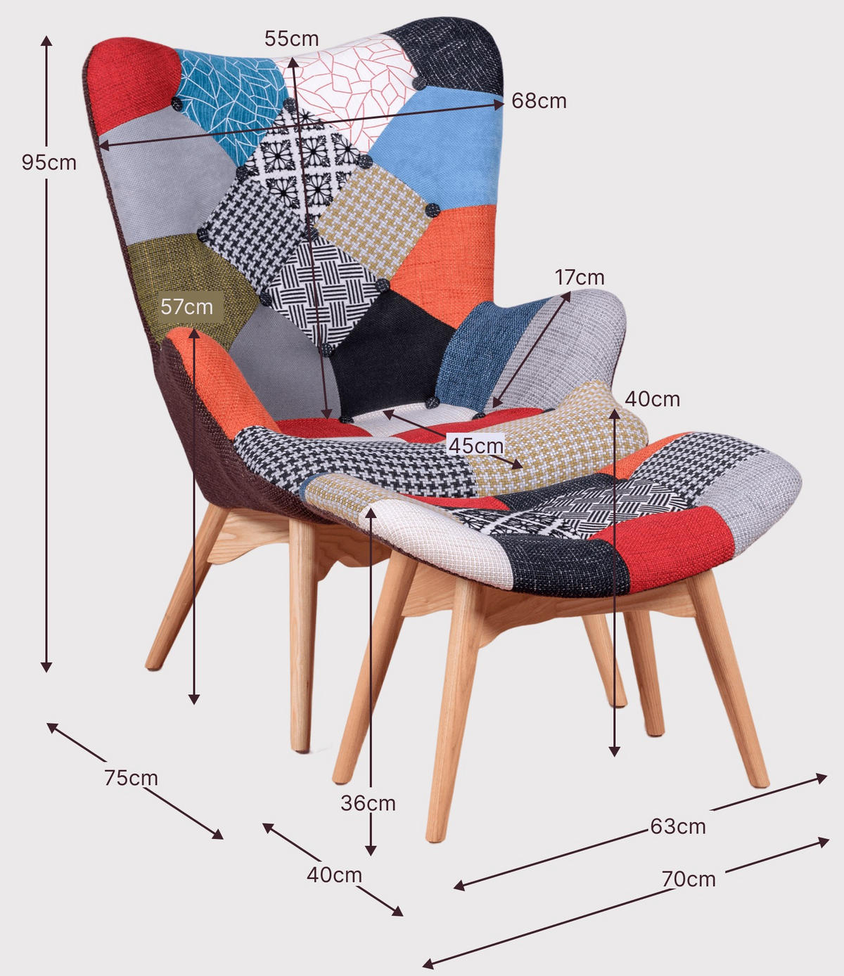 SESSEL Polyester Multicolor - Multicolor, Textil (70/95/75cm) - Nest Dream