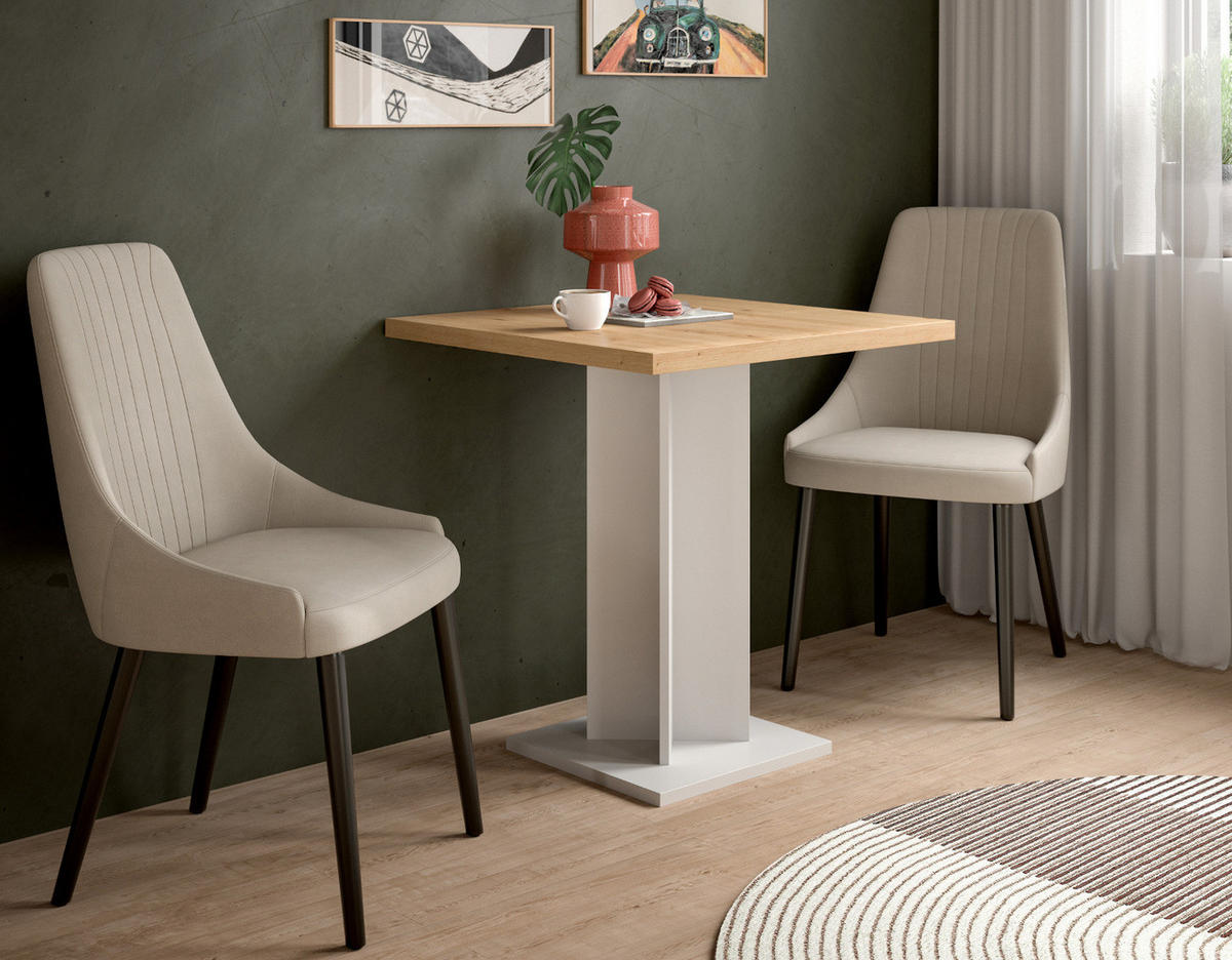 ESSTISCH Eiche Artisan, weiß 70 x 70 cm, Küchentisch quadratisch - Eiche Artisan/Weiß, Holzwerkstoff (70/70/76cm) - Inn.Furn