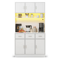 HIGHBOARD Weiß mit LED-Beleuchtung und Steckdosen - Weiß, Holzwerkstoff/Metall (100/180/40cm) - Urban Meuble
