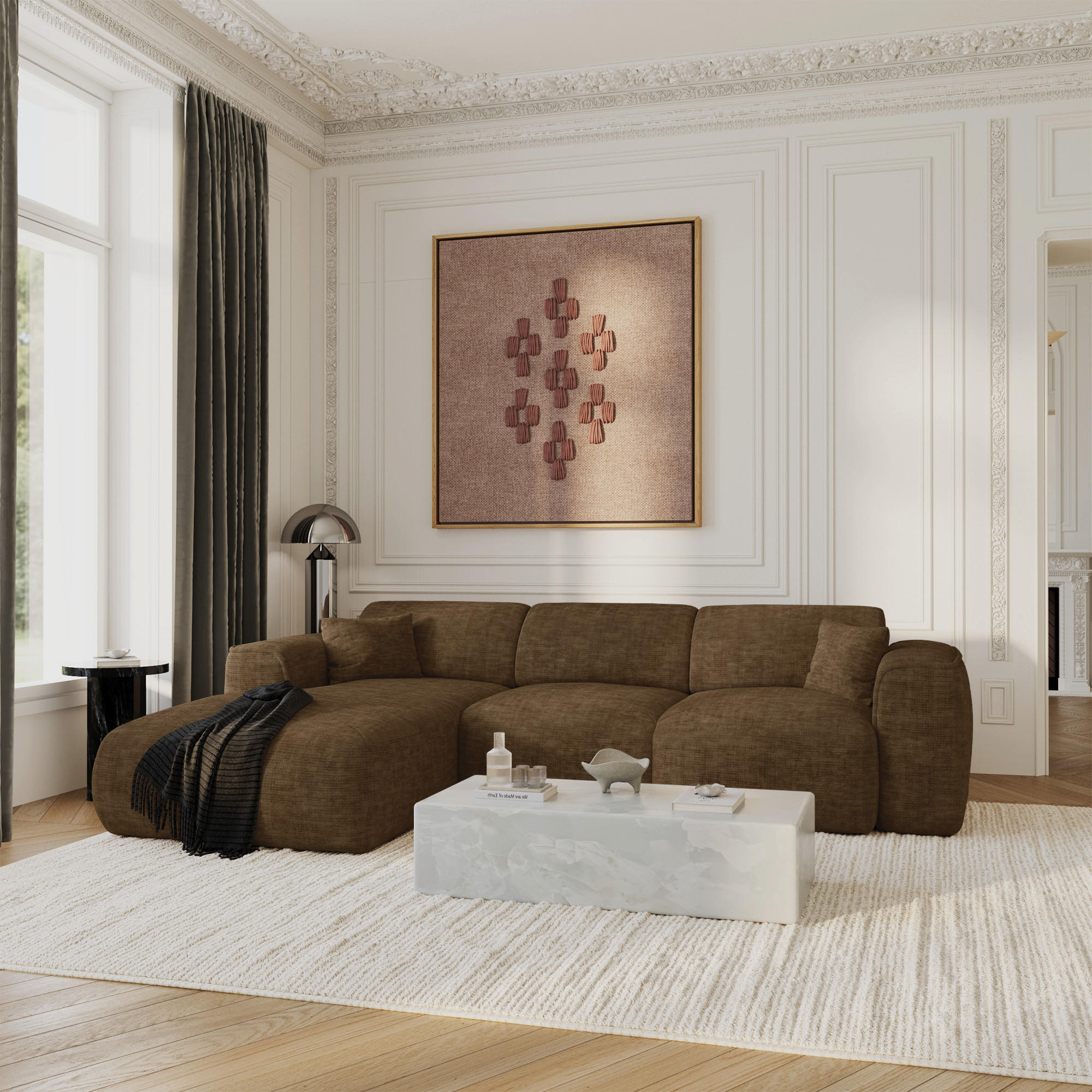Thumbnail - Sia Home Eckschlafsofa, Cappuccino, Textil, 5-Sitzer, L-Form, 283x180 cm, Wohnzimmer, Sofas & Couches, Wohnlandschaften,...