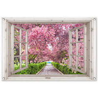 GARTENPOSTER Japanisch - Sakura - Blüte - Baum - Blütenzweige - Durchsichtig 90x60 cm - Rosa, Kunststoff (90/60/0.2cm)