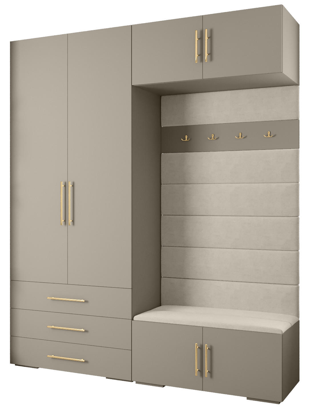 GARDEROBEN-SET 236,7/200/47 - Kaschmir/Goldfarben, Holz/Kunststoff (200/236.7/47cm) - Abiks Möbel
