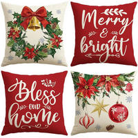 KISSENBEZUG 4er Set Weihnachtskranz und Glocken 45 x 45 cm - Multicolor, Textil (45/45cm)